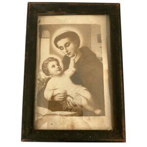 Vintage Religious Print Of Saint Anthony With Baby Jesus